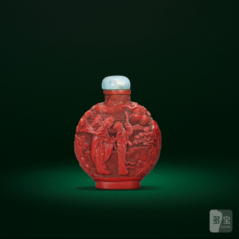 十八/十九世紀 剔紅人物圖鼻煙壺 | A CINNABAR LACQUER SNUFF BOTTLE - 图4